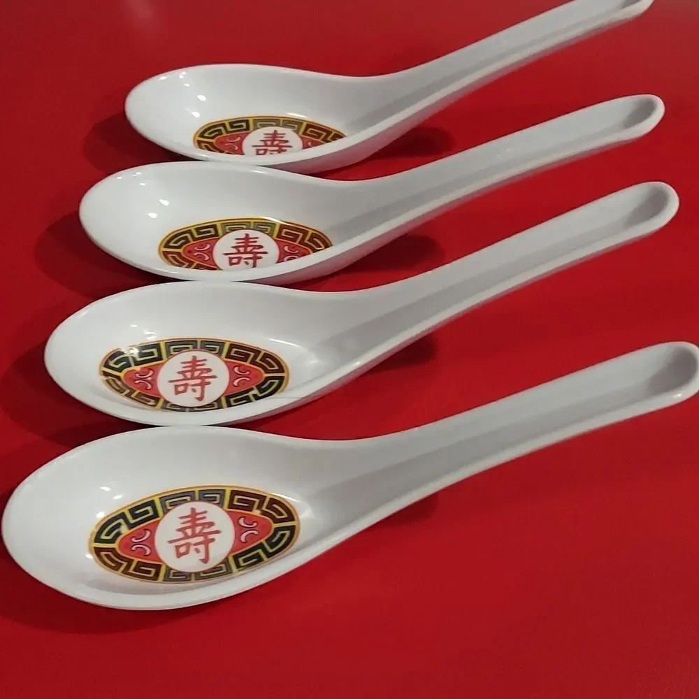 4 Chinese Asian Miso Soup Spoons.
